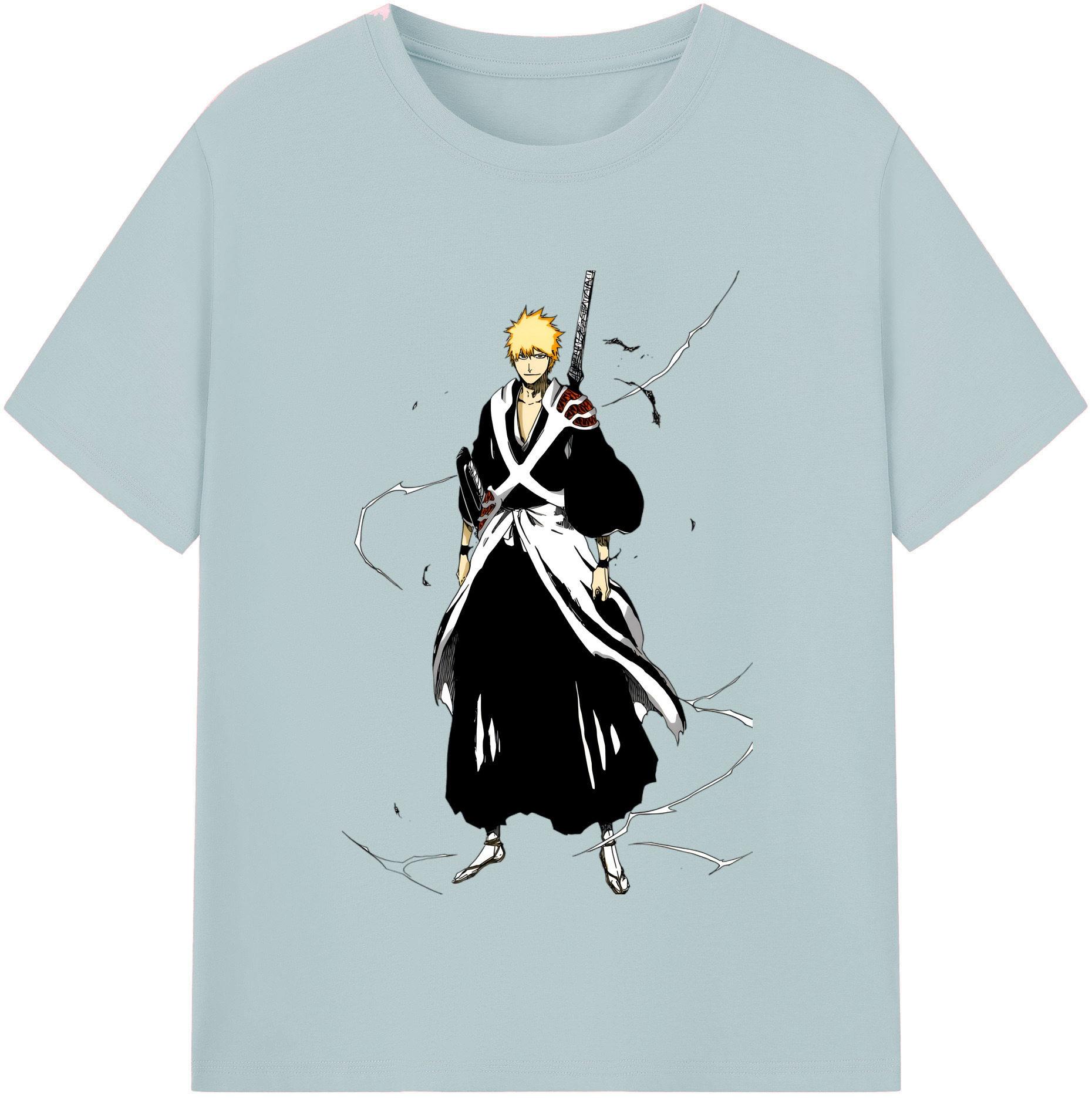 （画像用） ブリーチ 黒崎一護（くろさき いちご）BLEACH Kurosaki Ichigo 綿100％半袖Tシャツ（フロントプリント）